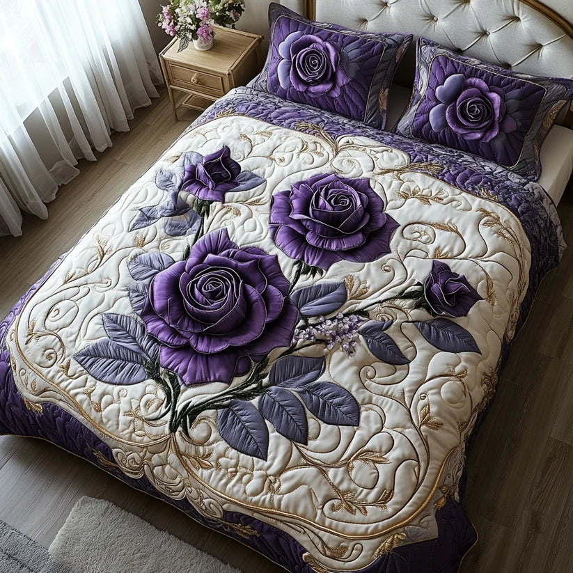 3-Piece Quilt Set - Plum Pink