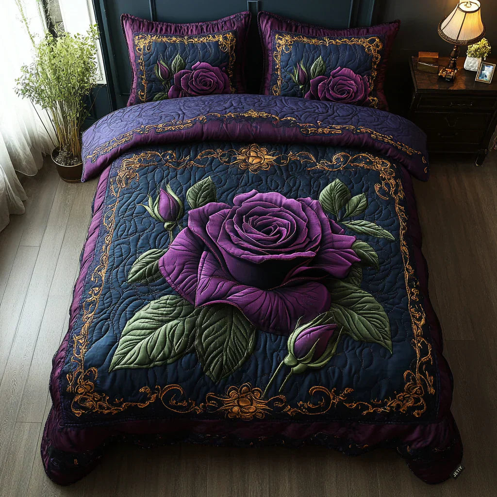 3-Piece Quilt Set - Plum Pink