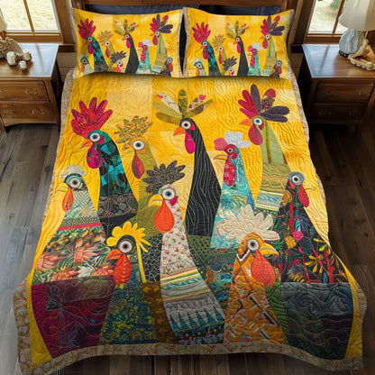 3-Piece Quilt Set - Rooster at Dawn