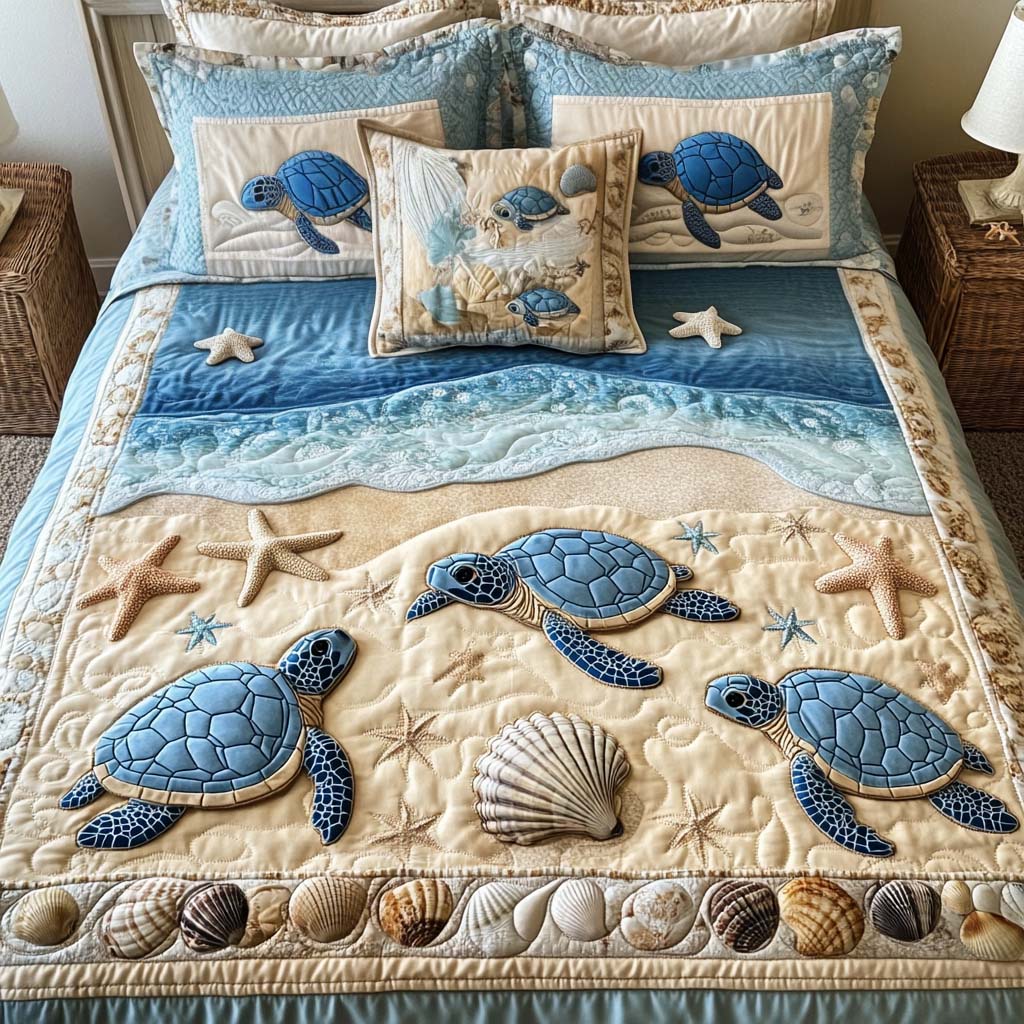 3-Piece Quilt Set - Sea Turtles