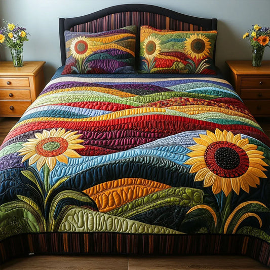 3-Piece Quilt Set - Sunflower Field