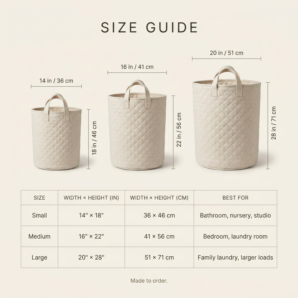 Quilted laundry basket size guide