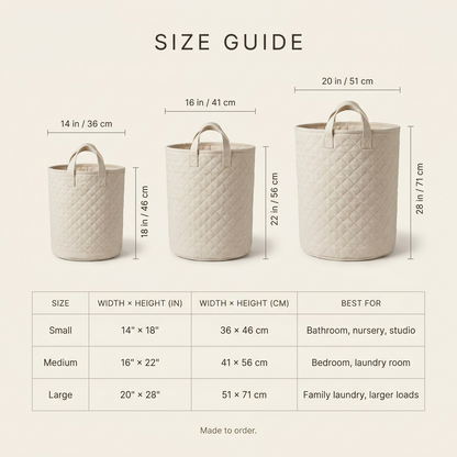 Quilted laundry basket size guide