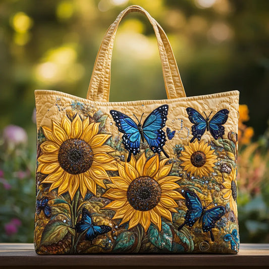 Artisanal Tote Bag - Sunflowers and Blue Butterflies