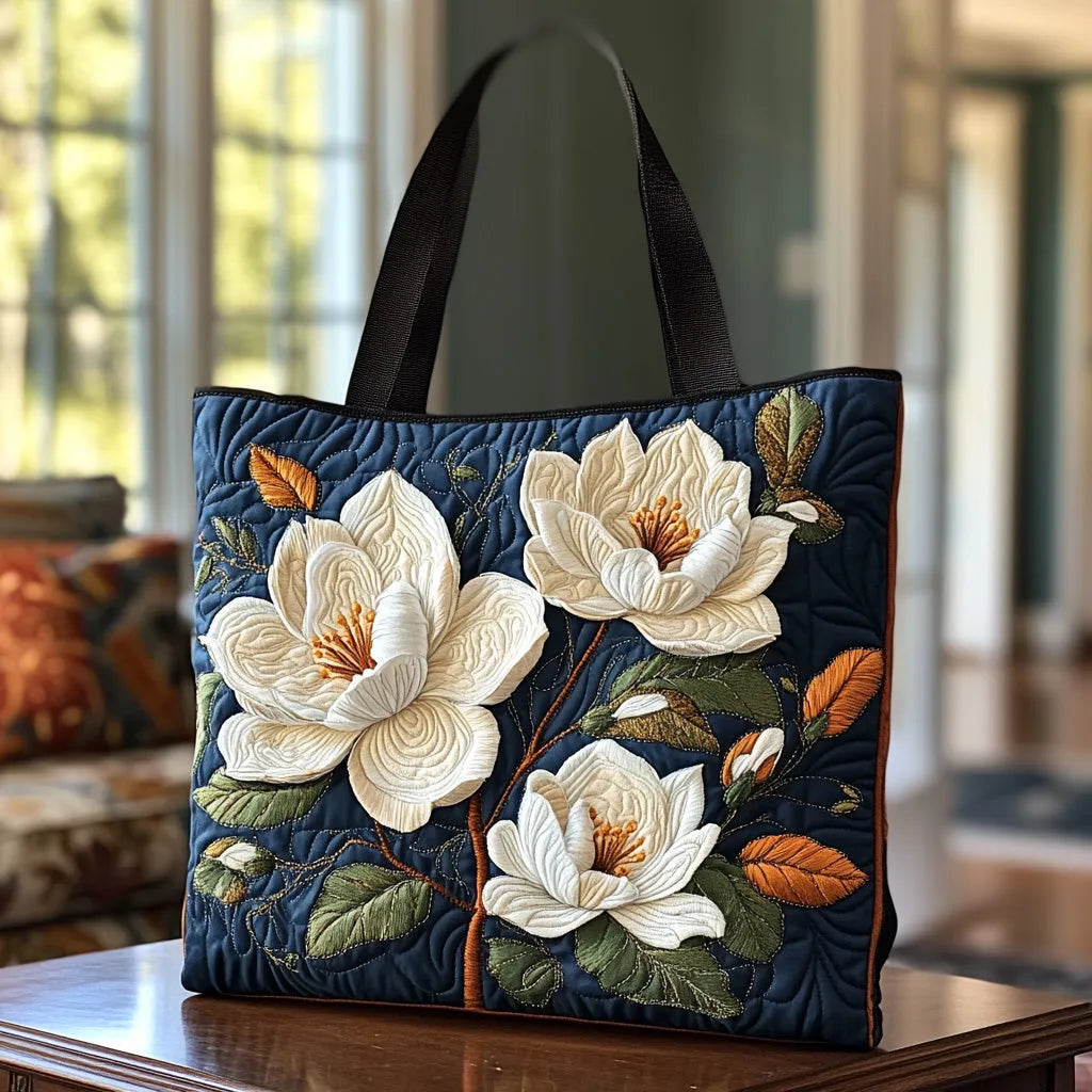 Artisanal Quilted Tote - Delicate Magnolia