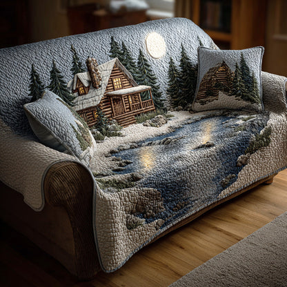 Adelynn - Quilted Sofa Cover in Rustic Forest Style