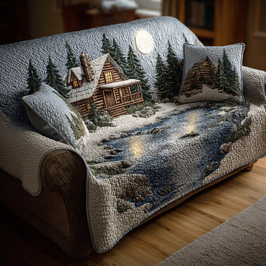 Adelynn - Quilted Sofa Cover in Rustic Forest Style