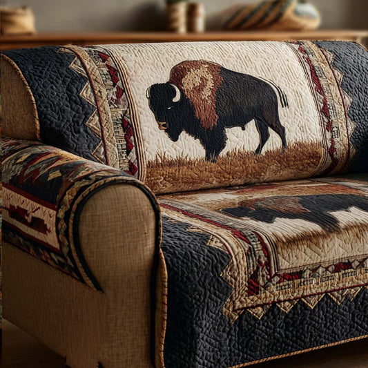 Alina - Quilted Sofa Cover Bison from the Prairies