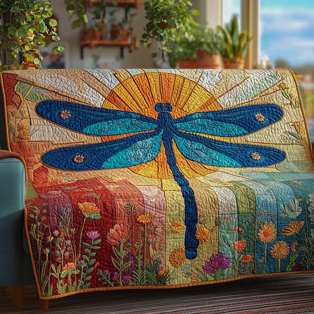 Aliza - Quilted Sofa Cover Dragonflies