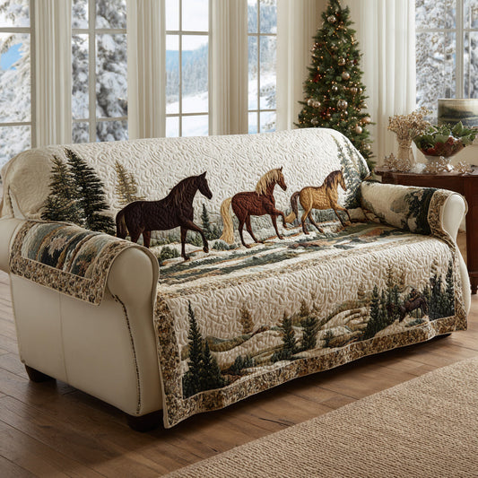 Everdina - Quilted Sofa Cover Horse Alps