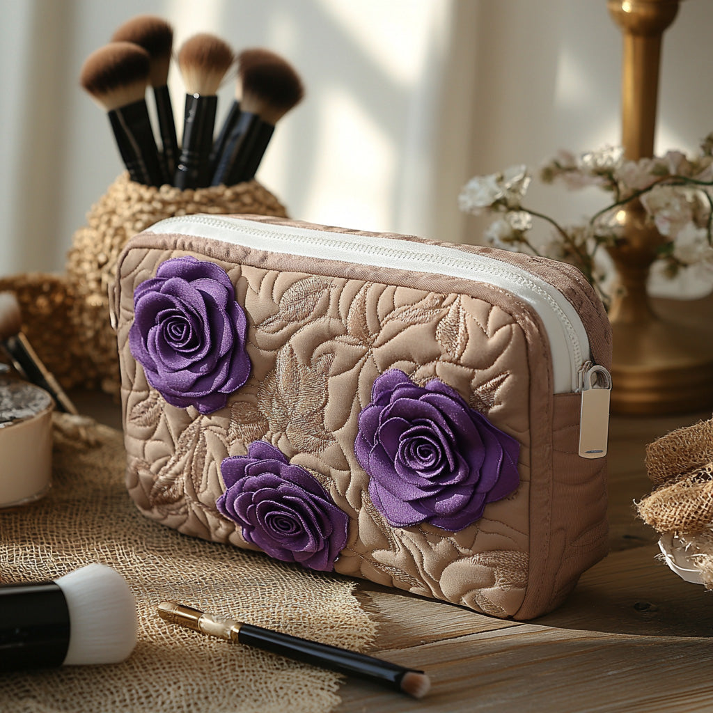 Amanda - Quilted Toiletry Bag - Enchanted Rose