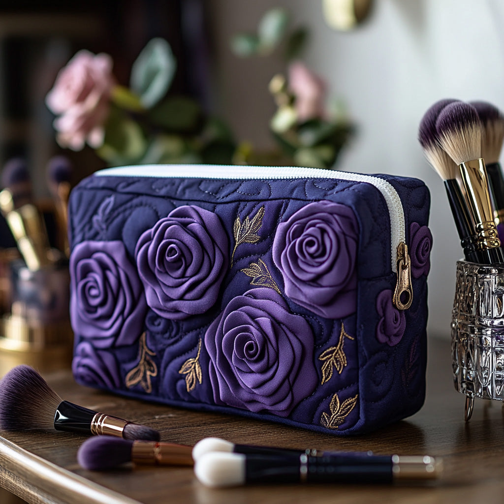 Jara - Quilted Toiletry Bag - Amethyst Flower