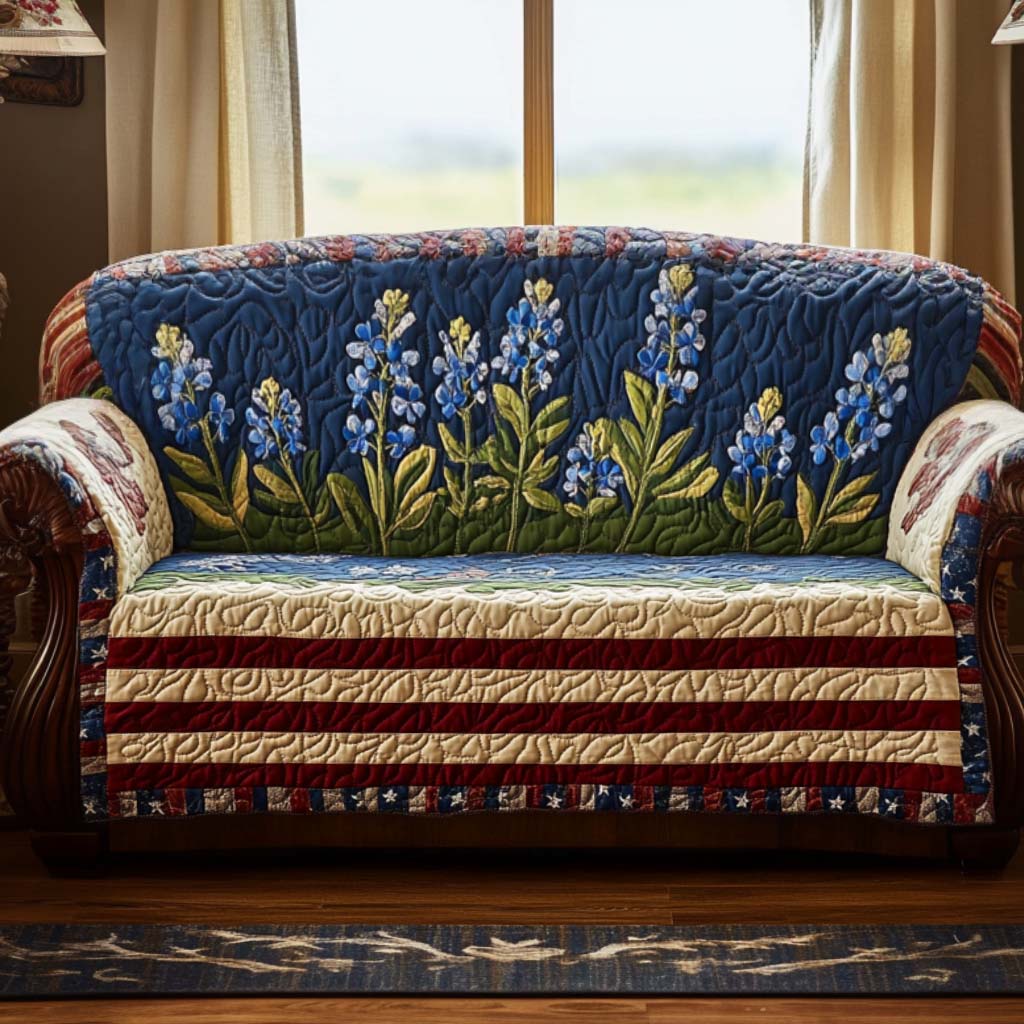 Amira - Quilted Sofa Cover in Texas Style