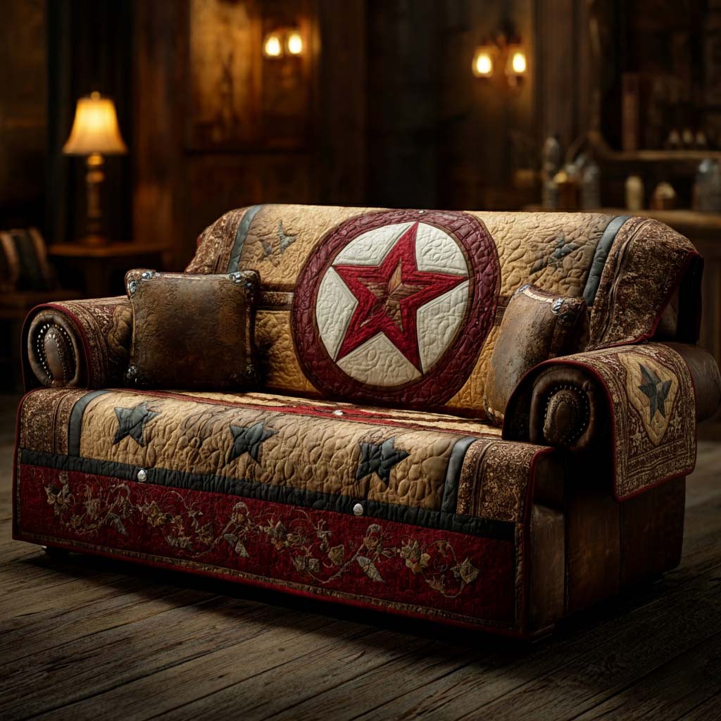 Analia - Quilted Sofa Cover Star Lonely Rustic