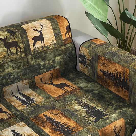 Antoinette - Quilted Sofa Cover Forest Elegant
