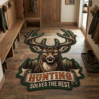 Antonia - Shaped Area Rug - Emerald Antlers