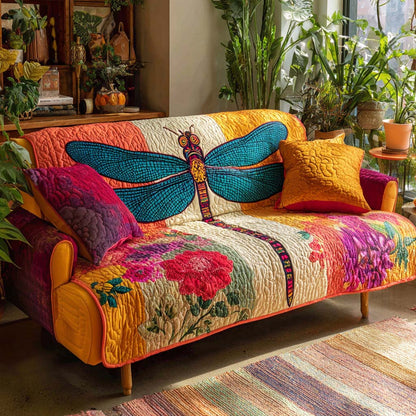 Margaretha - Quilted Sofa Cover Dragonflies