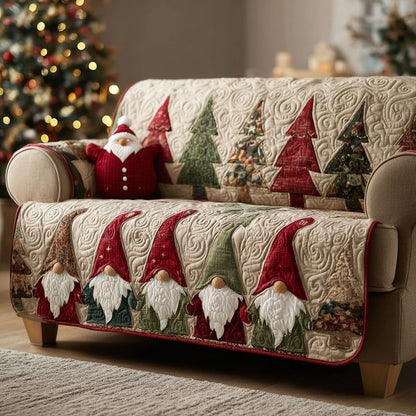 Ariadne - Quilted Sofa Cover Gnome Crimson