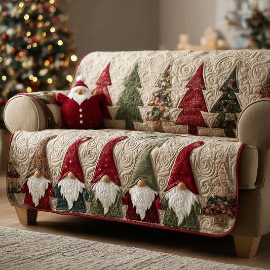 Ariadne - Quilted Sofa Cover Gnome Crimson