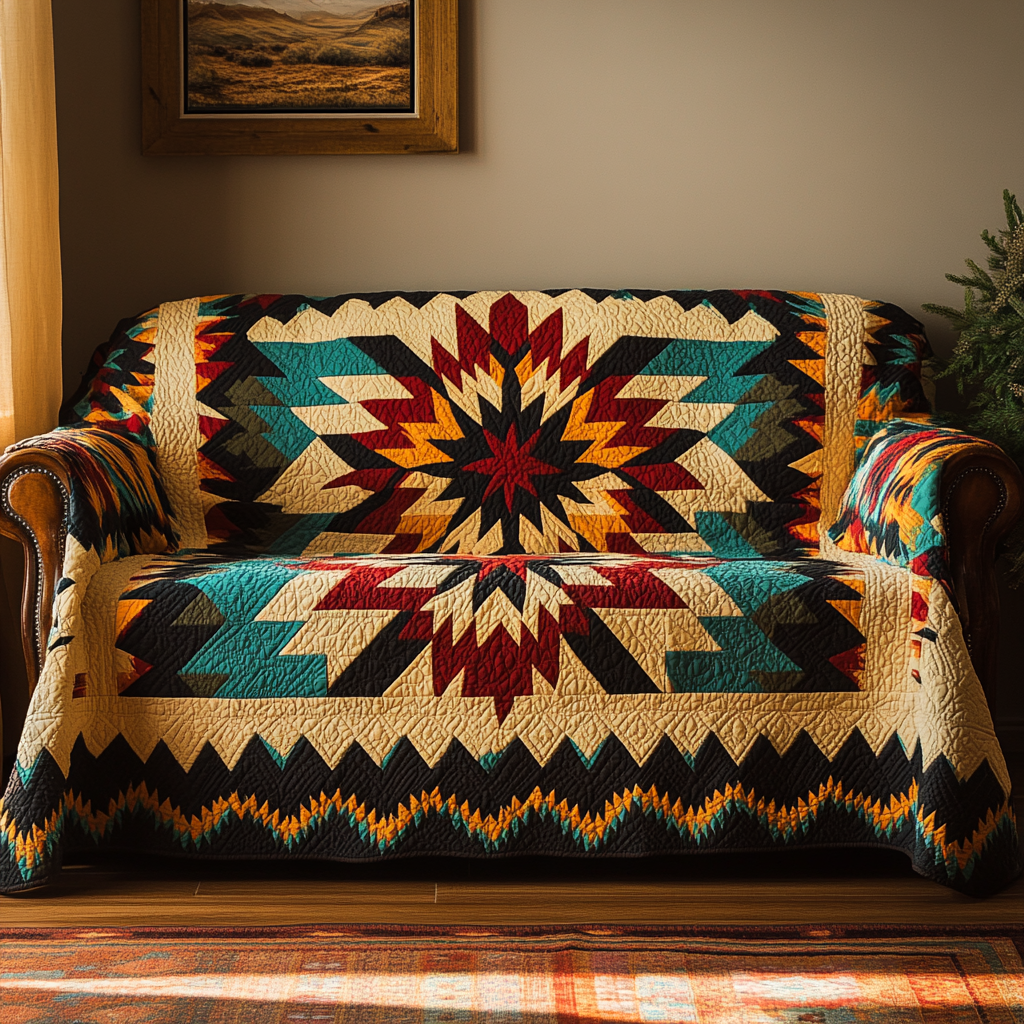 Ashlee - Quilted Sofa Cover Colors of the Sunset