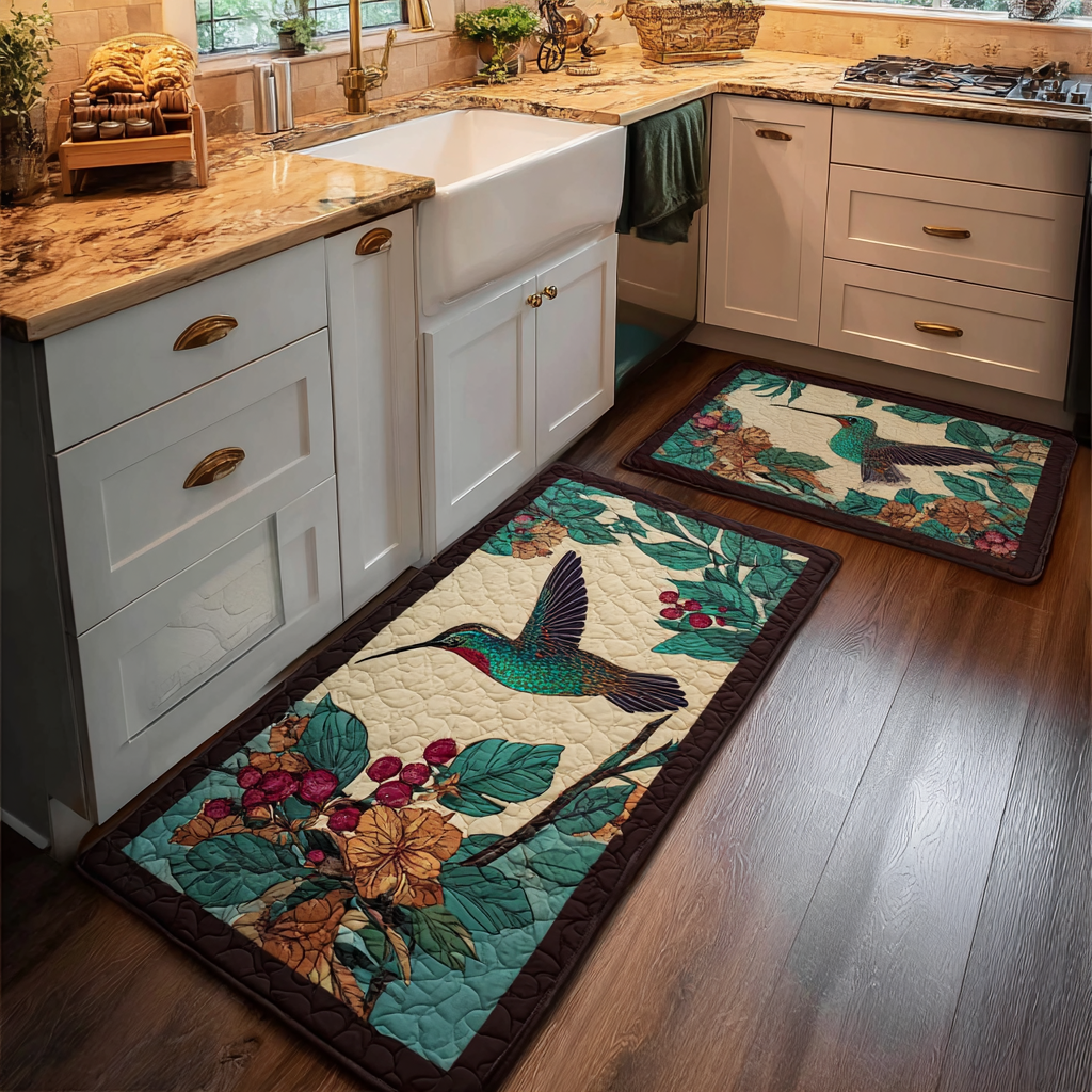 Ashlynn - 2-Piece Kitchen Mat Set - Elegant Hummingbird