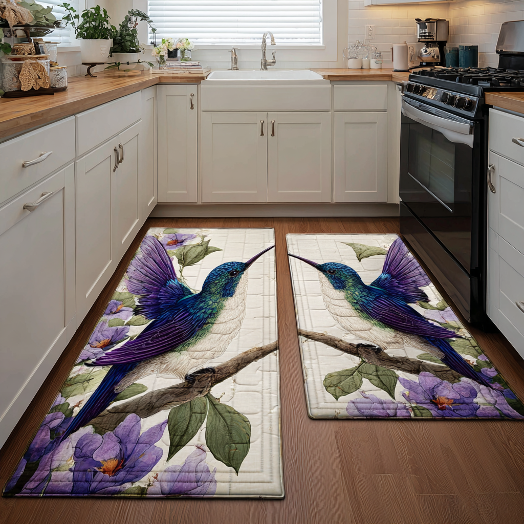 Athena - 2-Piece Kitchen Mat Set - Elegant Hummingbird