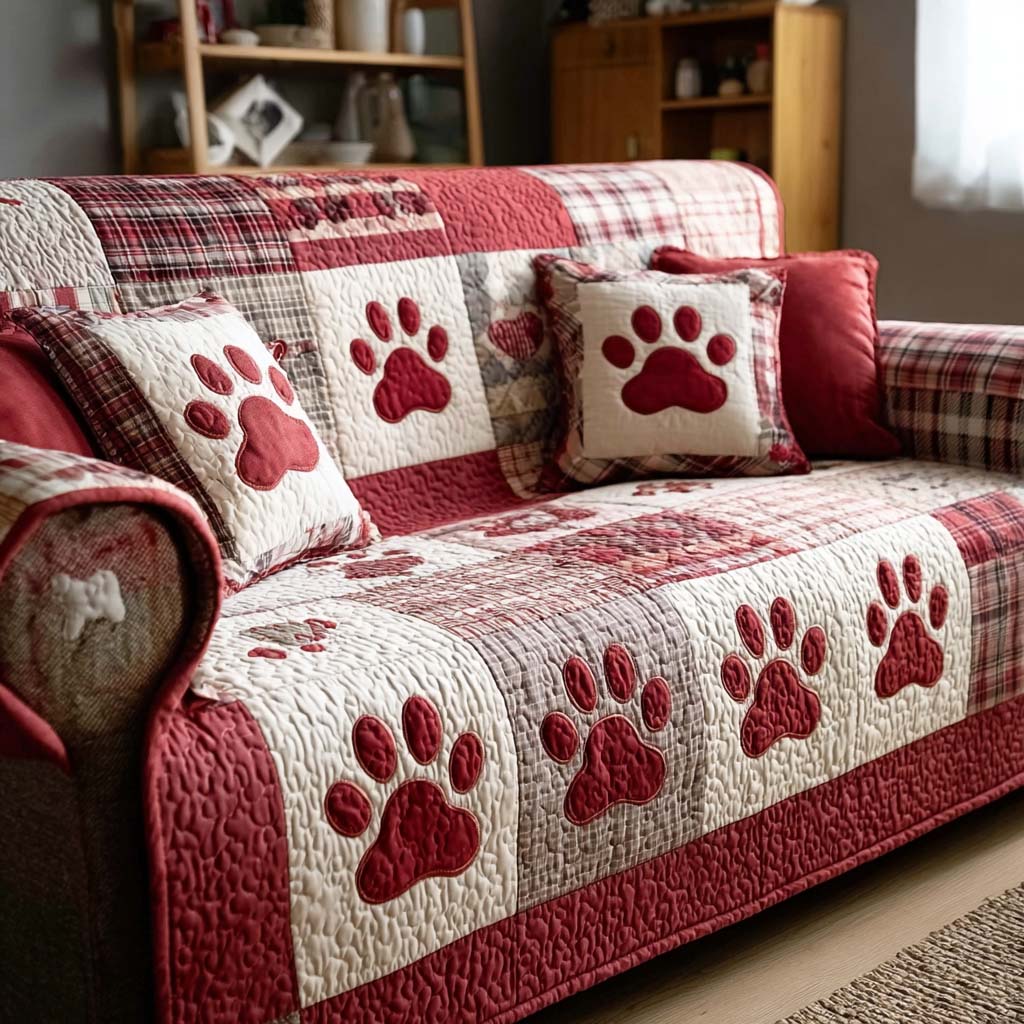 Aubrielle - Quilted Sofa Cover with Legs and Heart