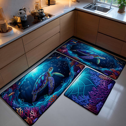 Aurora - 2-Piece Kitchen Mat Set - Coral Reef