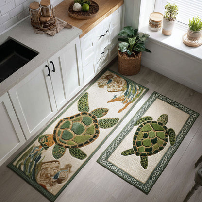 Ayla - 2-Piece Kitchen Mat Set - Coral Reef