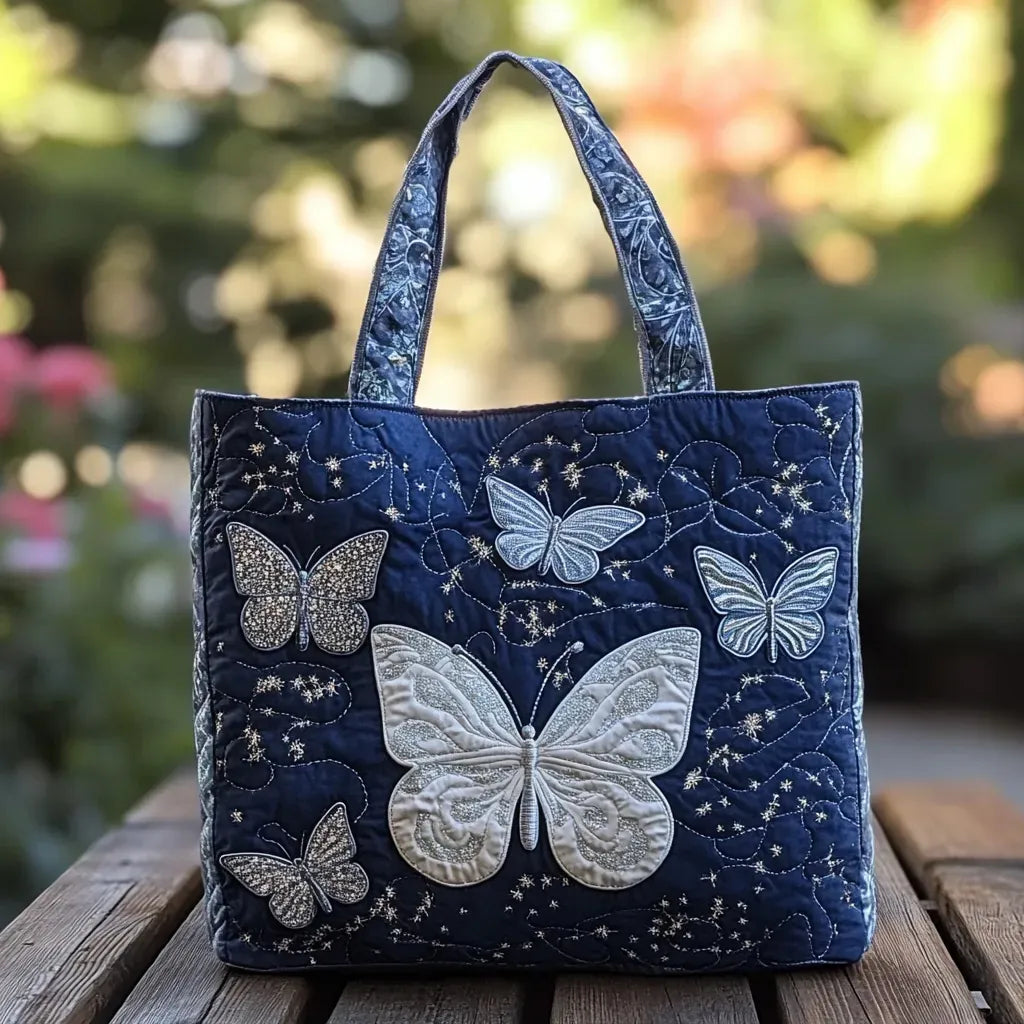 Artisanal Tote Bag - Silver Butterfly