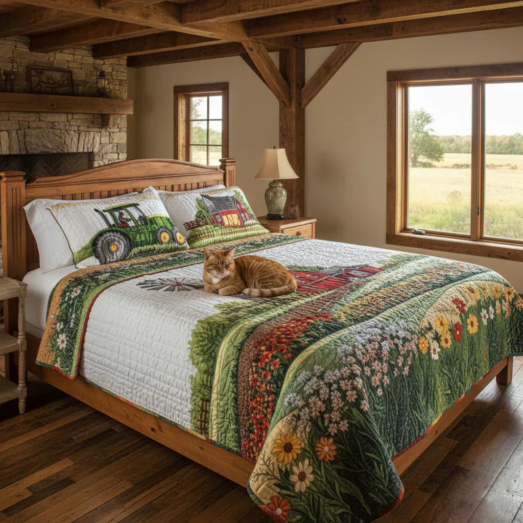 3-Piece Quilt Set - Happy Farm
