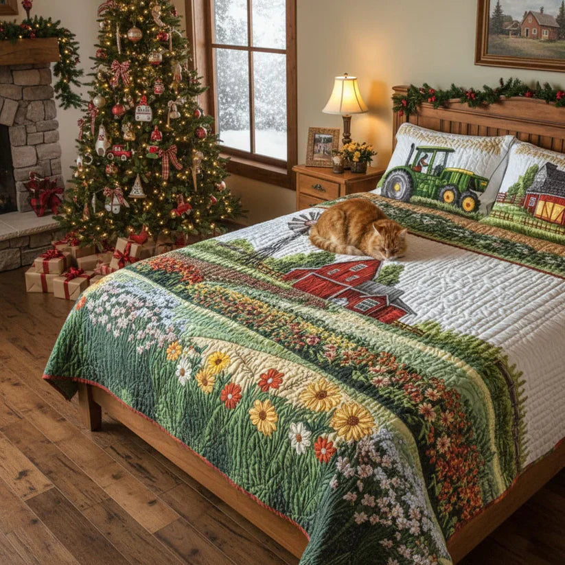 3-Piece Quilt Set - Happy Farm