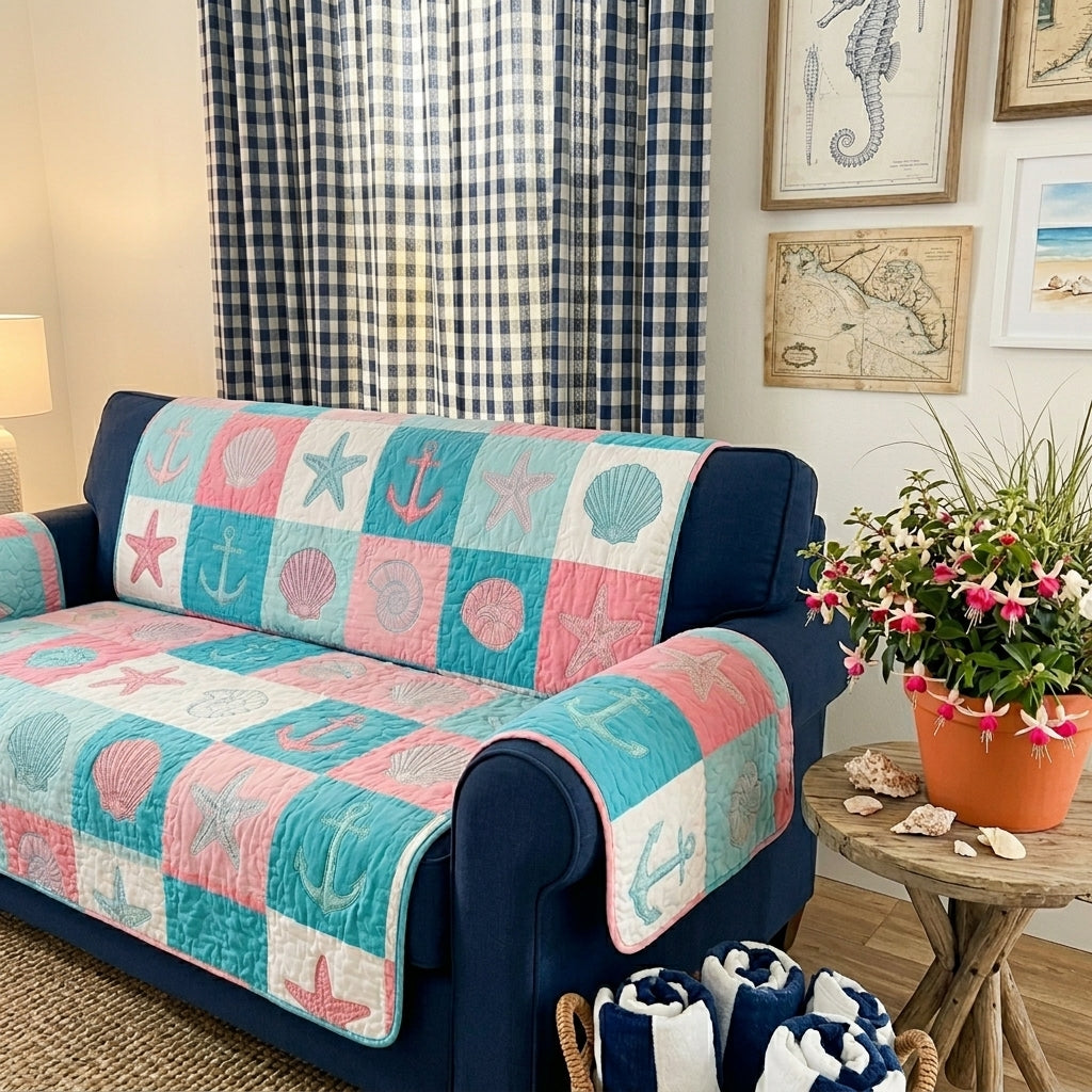 Saskia - Quilted Sofa Cover Sanctuary at the Beach