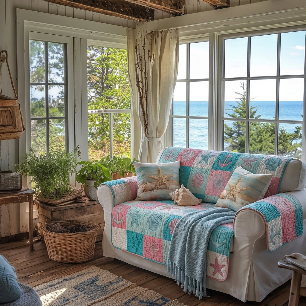 Saskia - Quilted Sofa Cover Sanctuary at the Beach