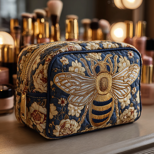 Silke - Quilted Toiletry Bag - Bees and Flowers