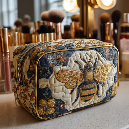 Guusje - Quilted Toiletry Bag - Embroidered Accents