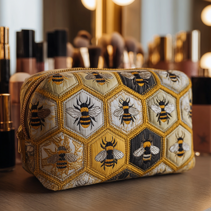 Roos - Quilted Toiletry Bag - Bees in Garden