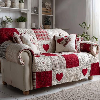 Blaire - Quilted Sofa Cover Heart Seasons