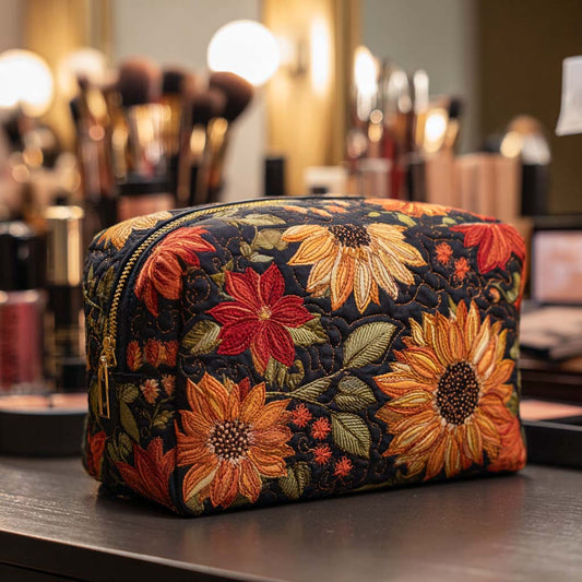 Liv - Quilted Toiletry Bag - Elegant Flower