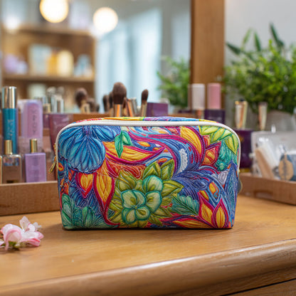 Elin - Quilted Toiletry Bag - Flowers and Branches