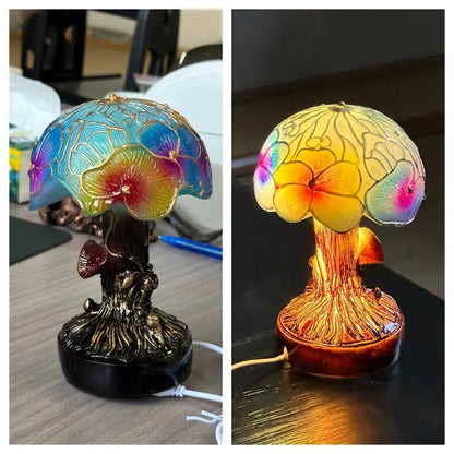 Boho Mushroom & Flower Lamp