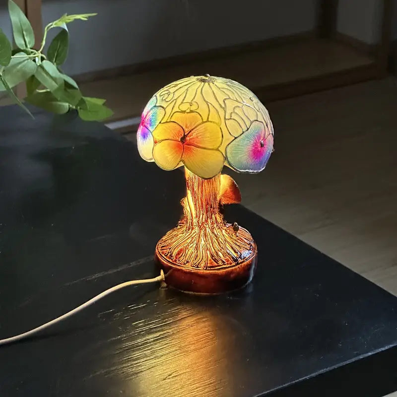 Boho Mushroom & Flower Lamp