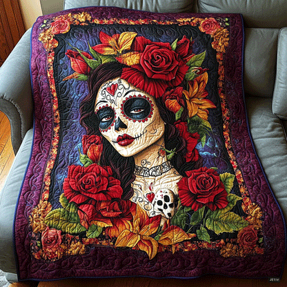 Briar - Quilted Blanket - Mystical Floral Skull