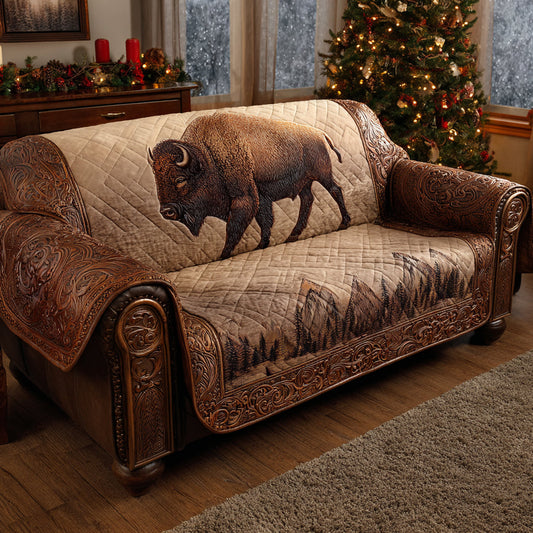 Bridgit - Quilted Sofa Cover Landscape of Mountains