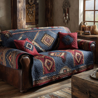 Briella - Quilted Sofa Cover Night in Canyon