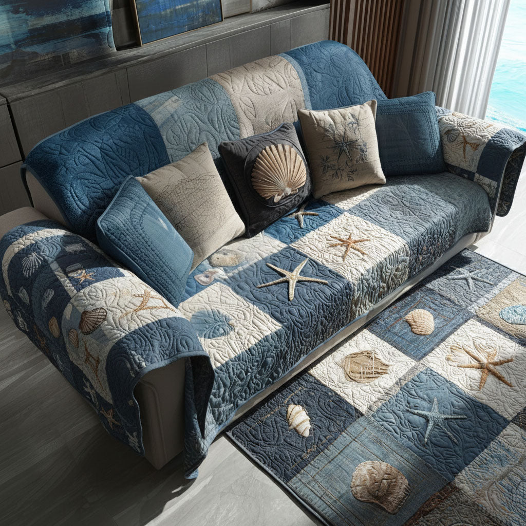 Brinlee - Quilted Sofa Cover Sea Serene