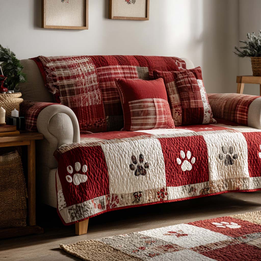 Brinley - Quilted Sofa Cover with Legs Festive