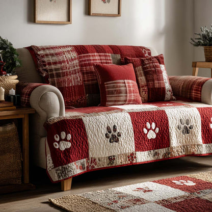 Brinley - Quilted Sofa Cover with Legs Festive