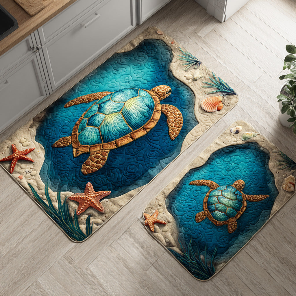 Brooklyn - 2-Piece Kitchen Mat Set - Flowers & Sea