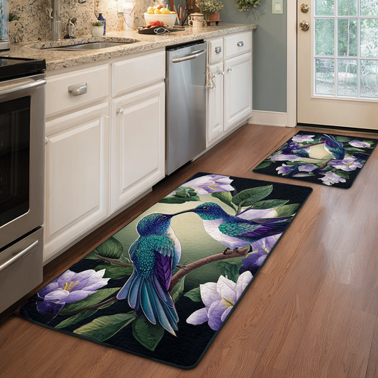 Brooklynn - 2-Piece Kitchen Mat Set - Hummingbird and Flowers